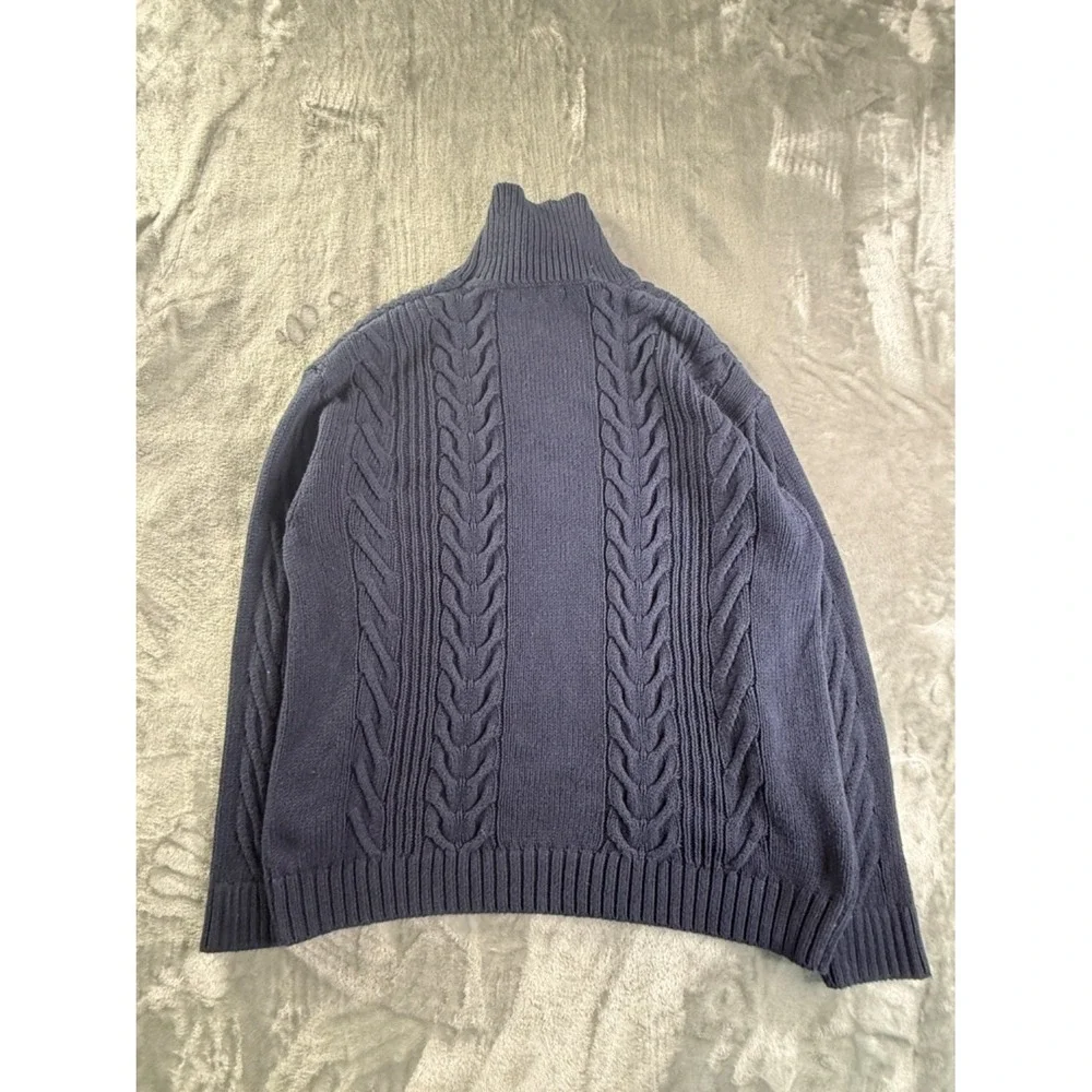 Banana Republic Organic Cotton Cable Knit Men's Sweater L Blue NWT